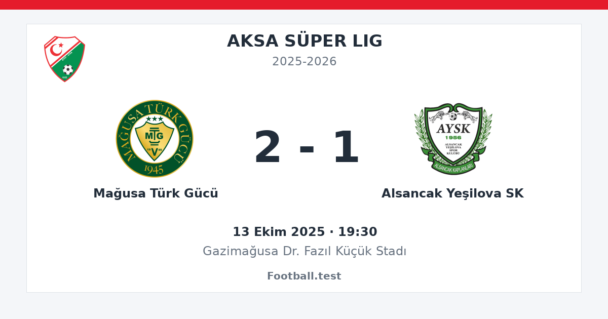 Mağusa Türk Gücü - Alsancak Yeşilova SK 2 - 1 paylaşım kartı