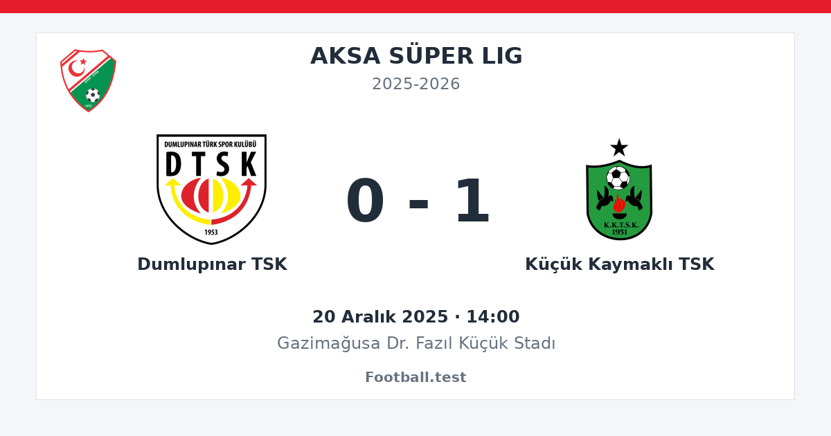 Dumlupınar TSK - Küçük Kaymaklı TSK 0 - 1 paylaşım kartı