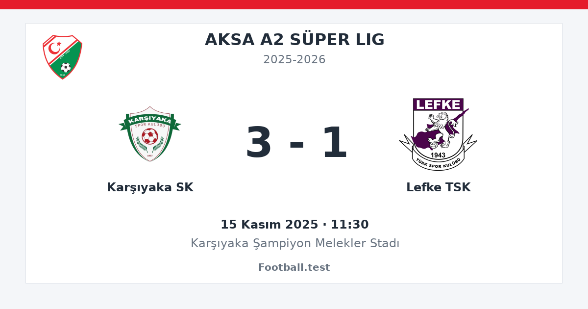 Karşıyaka SK - Lefke TSK 3 - 1 paylaşım kartı