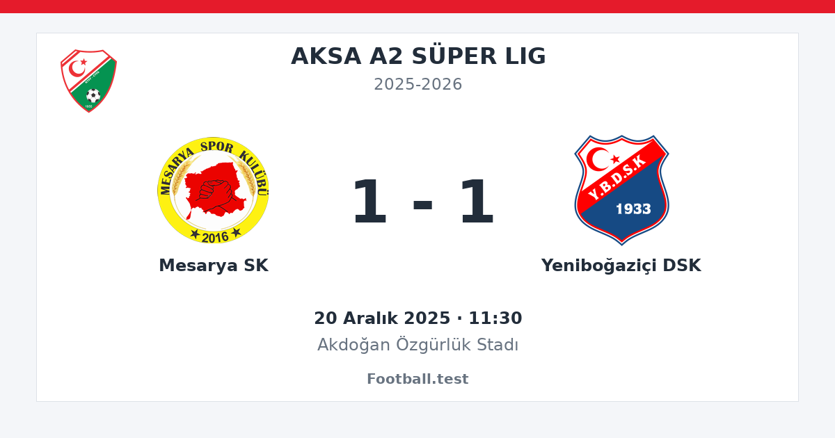 Mesarya SK - Yeniboğaziçi DSK 1 - 1 paylaşım kartı