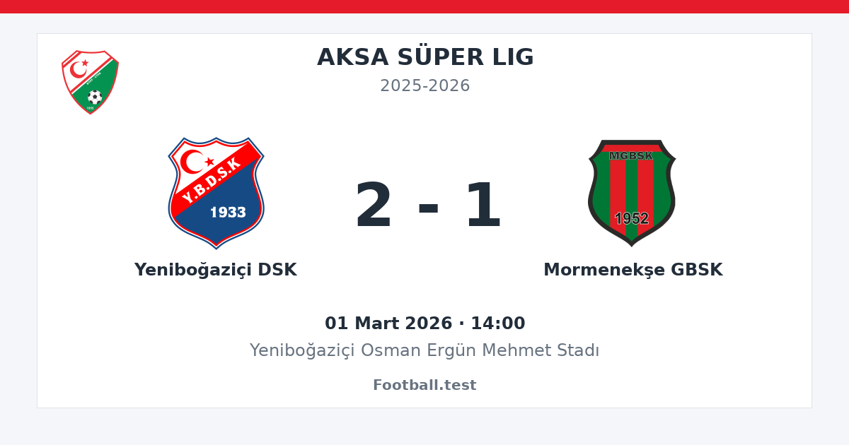 Yeniboğaziçi DSK - Mormenekşe GBSK 2 - 1 paylaşım kartı