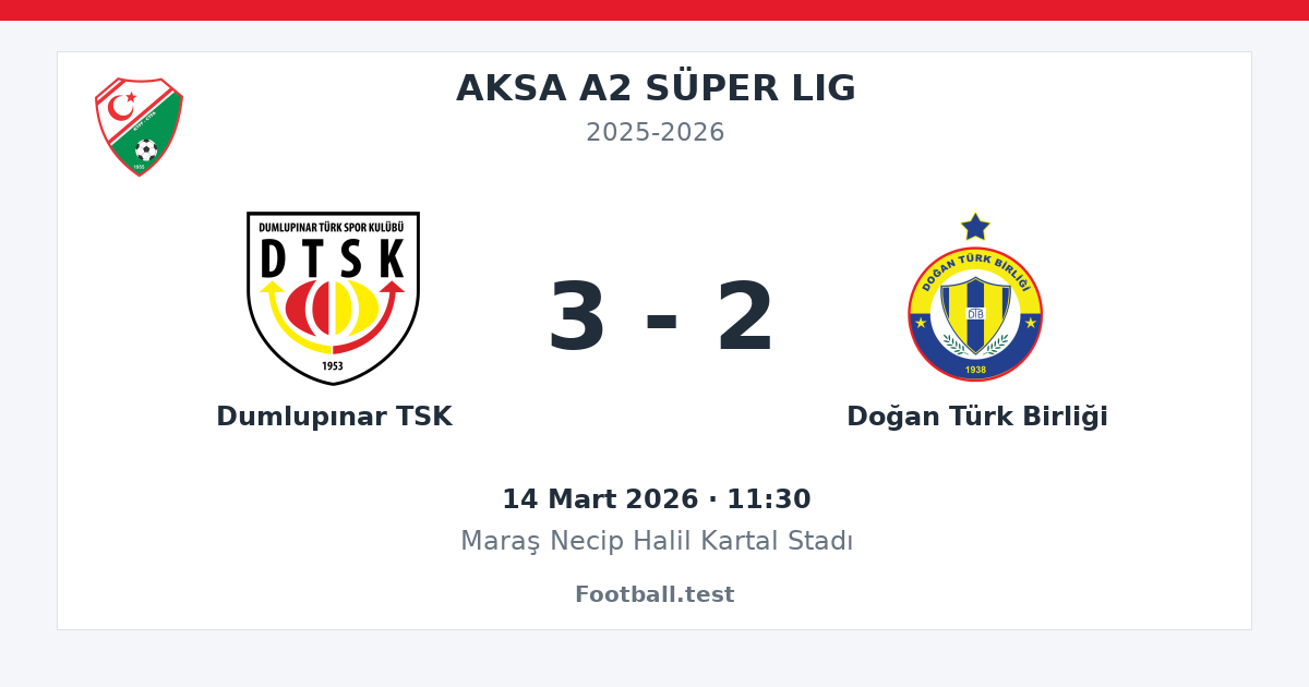 Dumlupınar TSK - Doğan Türk Birliği 3 - 2 paylaşım kartı