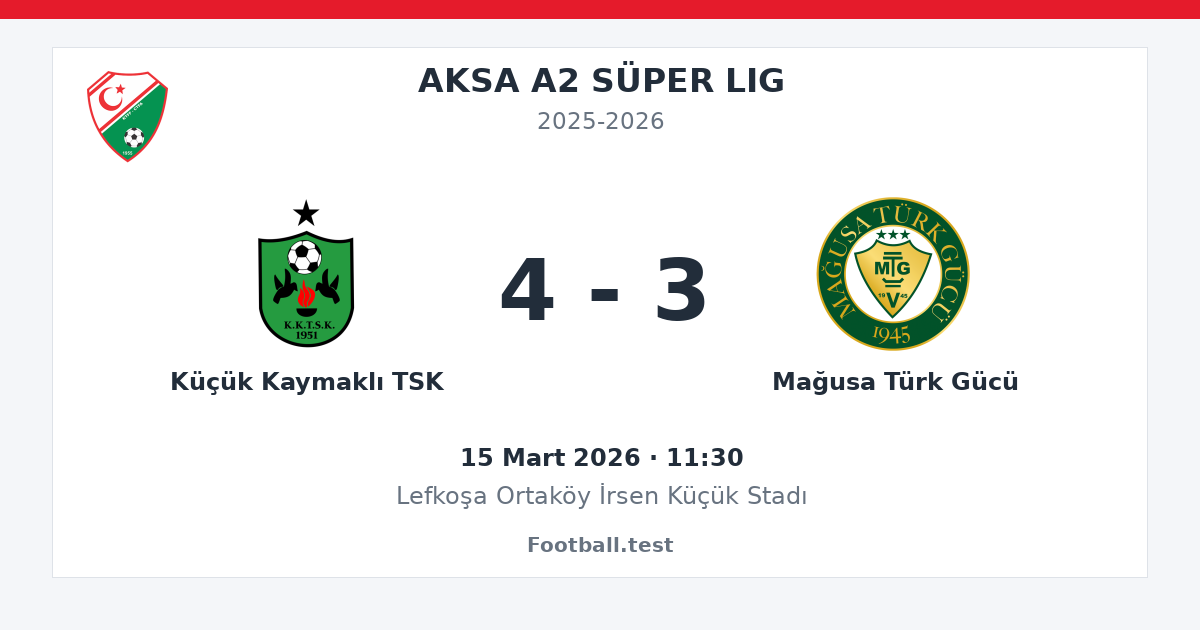 Küçük Kaymaklı TSK - Mağusa Türk Gücü 4 - 3 paylaşım kartı