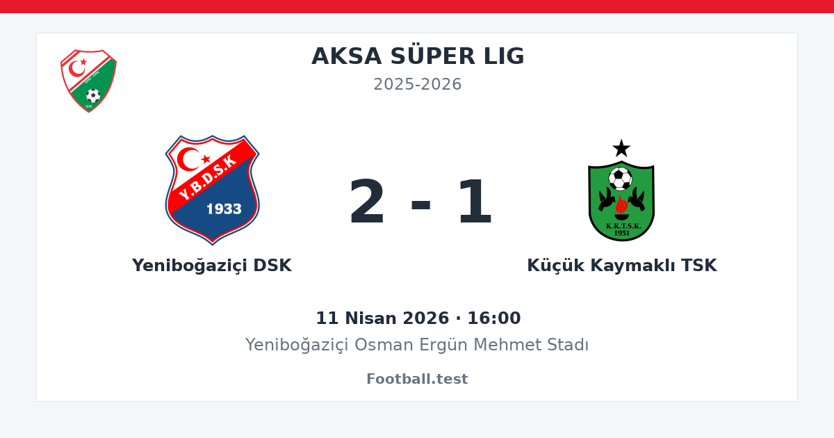 Yeniboğaziçi DSK - Küçük Kaymaklı TSK 2 - 1 paylaşım kartı