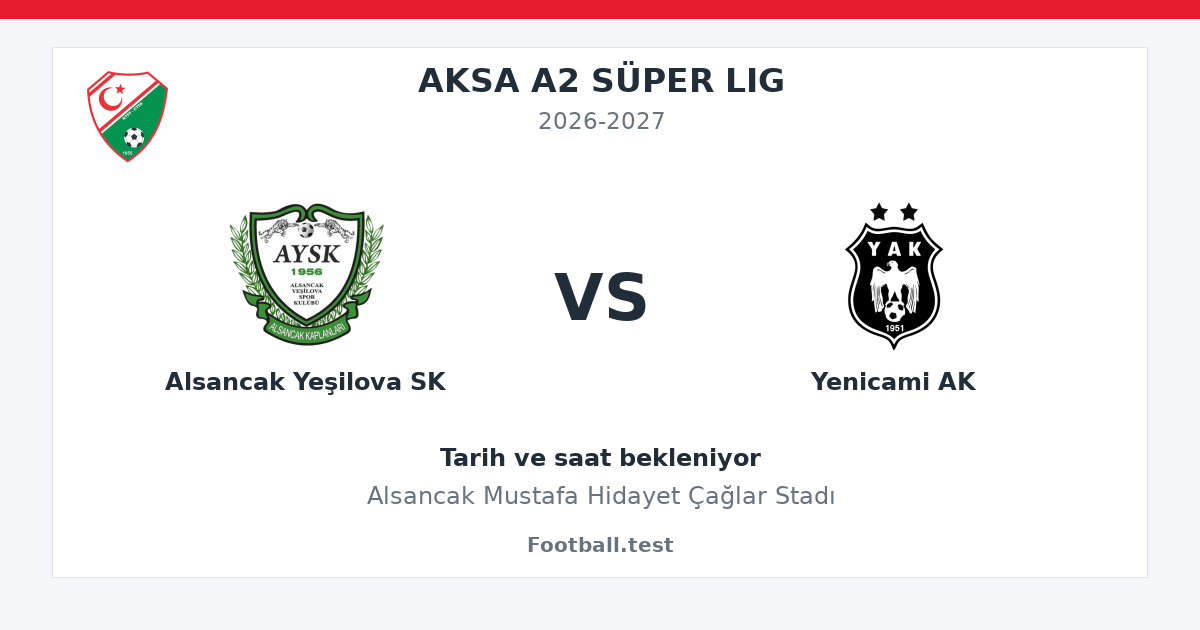 Alsancak Yeşilova SK - Yenicami AK paylaşım kartı