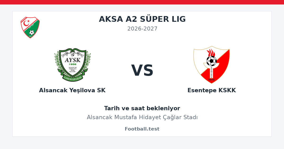 Alsancak Yeşilova SK - Esentepe KSKK paylaşım kartı