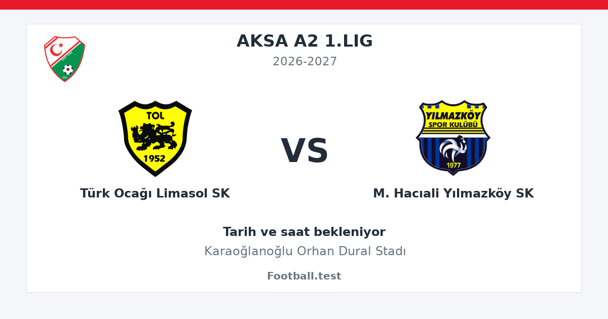 Türk Ocağı Limasol SK - M. Hacıali Yılmazköy SK paylaşım kartı