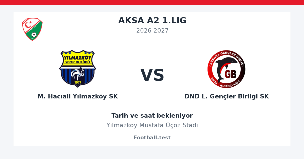 M. Hacıali Yılmazköy SK - DND L. Gençler Birliği SK paylaşım kartı