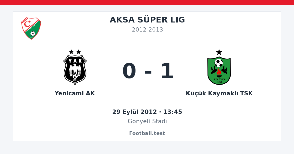 Yenicami AK - Küçük Kaymaklı TSK 0 - 1 paylaşım kartı
