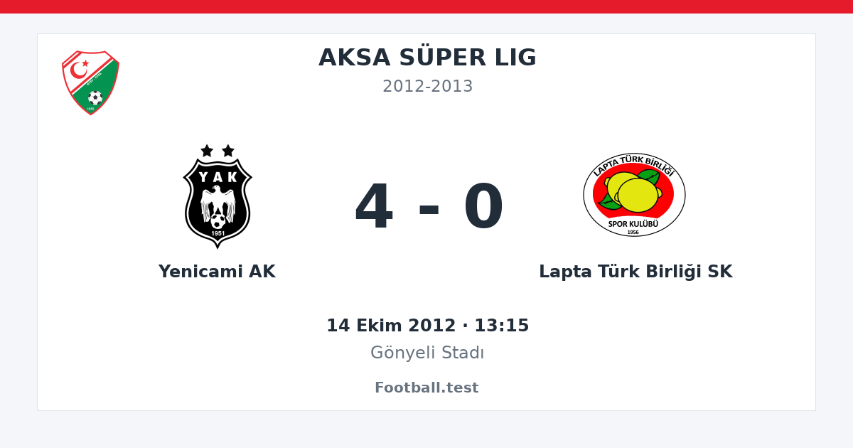Yenicami AK - Lapta Türk Birliği SK 4 - 0 paylaşım kartı