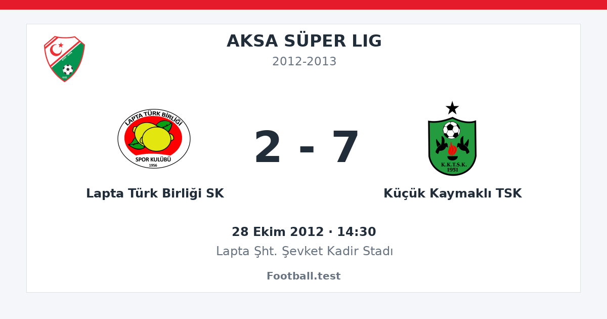 Lapta Türk Birliği SK - Küçük Kaymaklı TSK 2 - 7 paylaşım kartı