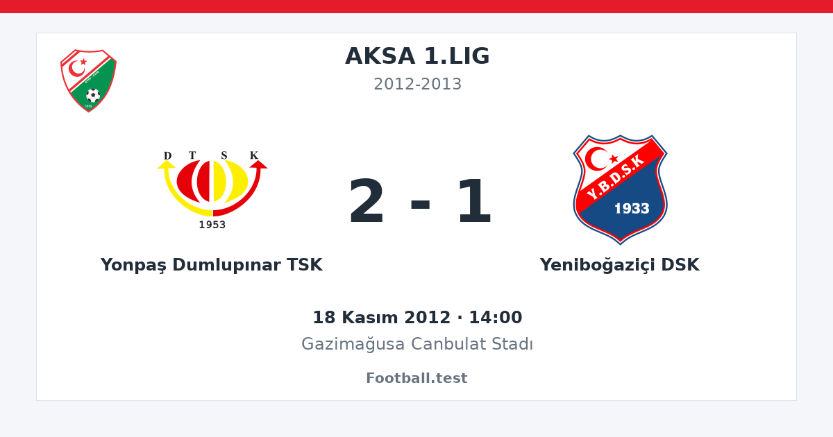 Yonpaş Dumlupınar TSK - Yeniboğaziçi DSK 2 - 1 paylaşım kartı