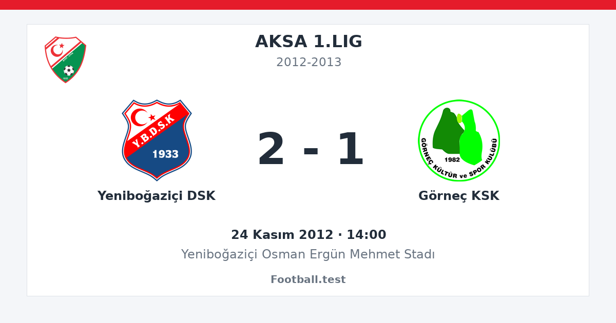 Yeniboğaziçi DSK - Görneç KSK 2 - 1 paylaşım kartı