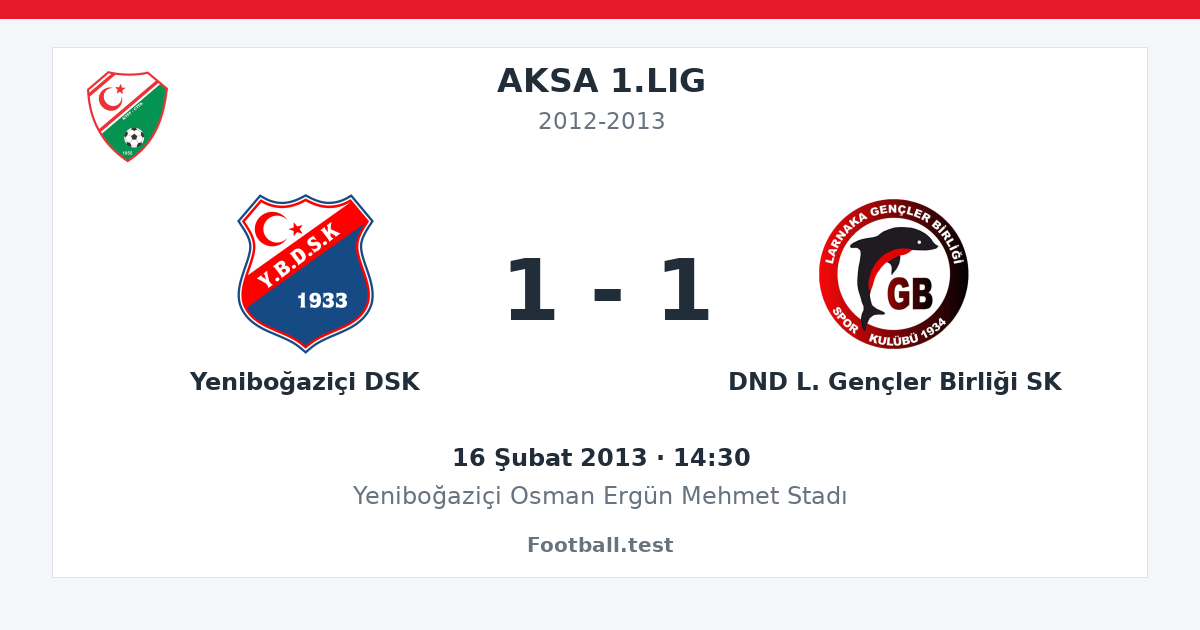 Yeniboğaziçi DSK - DND L. Gençler Birliği SK 1 - 1 paylaşım kartı