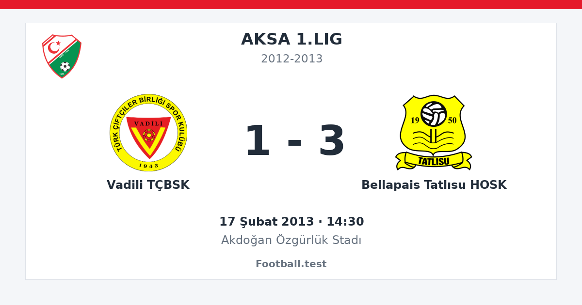 Vadili TÇBSK - Bellapais Tatlısu HOSK 1 - 3 paylaşım kartı