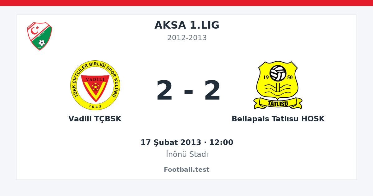 Vadili TÇBSK - Bellapais Tatlısu HOSK 2 - 2 paylaşım kartı