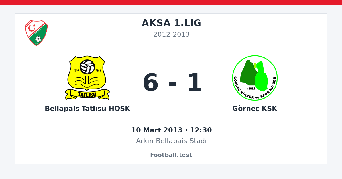 Bellapais Tatlısu HOSK - Görneç KSK 6 - 1 paylaşım kartı