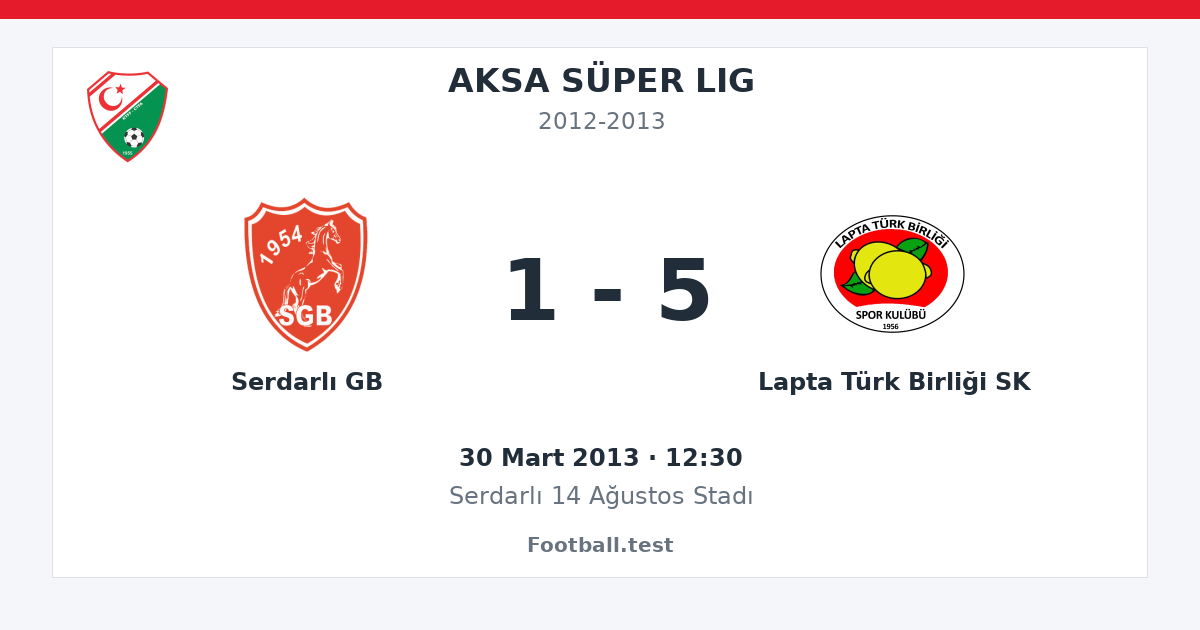 Serdarlı GB - Lapta Türk Birliği SK 1 - 5 paylaşım kartı