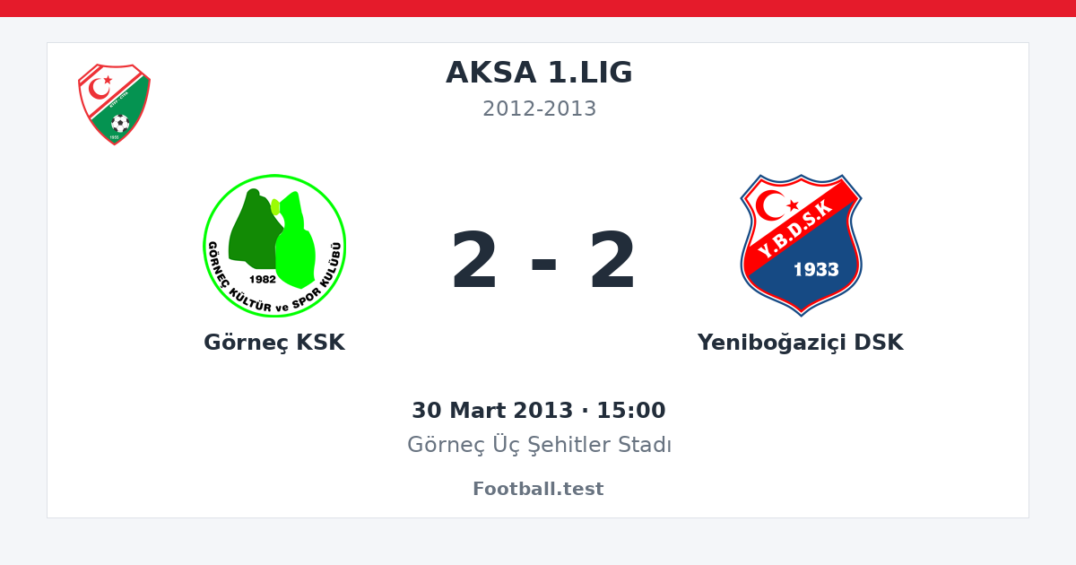 Görneç KSK - Yeniboğaziçi DSK 2 - 2 paylaşım kartı