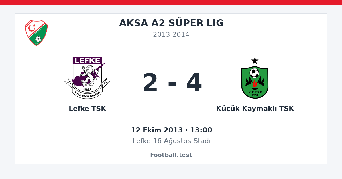 Lefke TSK - Küçük Kaymaklı TSK 2 - 4 paylaşım kartı