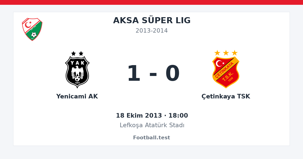 Yenicami AK - Çetinkaya TSK 1 - 0 paylaşım kartı