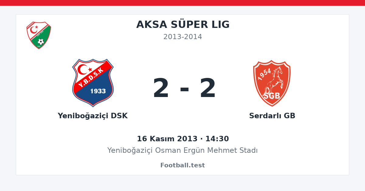 Yeniboğaziçi DSK - Serdarlı GB 2 - 2 paylaşım kartı