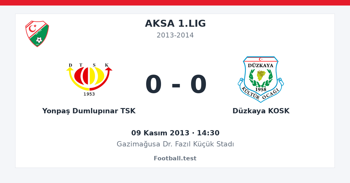 Yonpaş Dumlupınar TSK - Düzkaya KOSK 0 - 0 paylaşım kartı