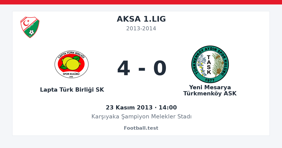 Lapta Türk Birliği SK - Yeni Mesarya Türkmenköy ASK 4 - 0 paylaşım kartı