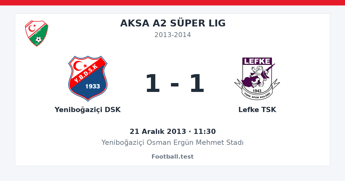 Yeniboğaziçi DSK - Lefke TSK 1 - 1 paylaşım kartı