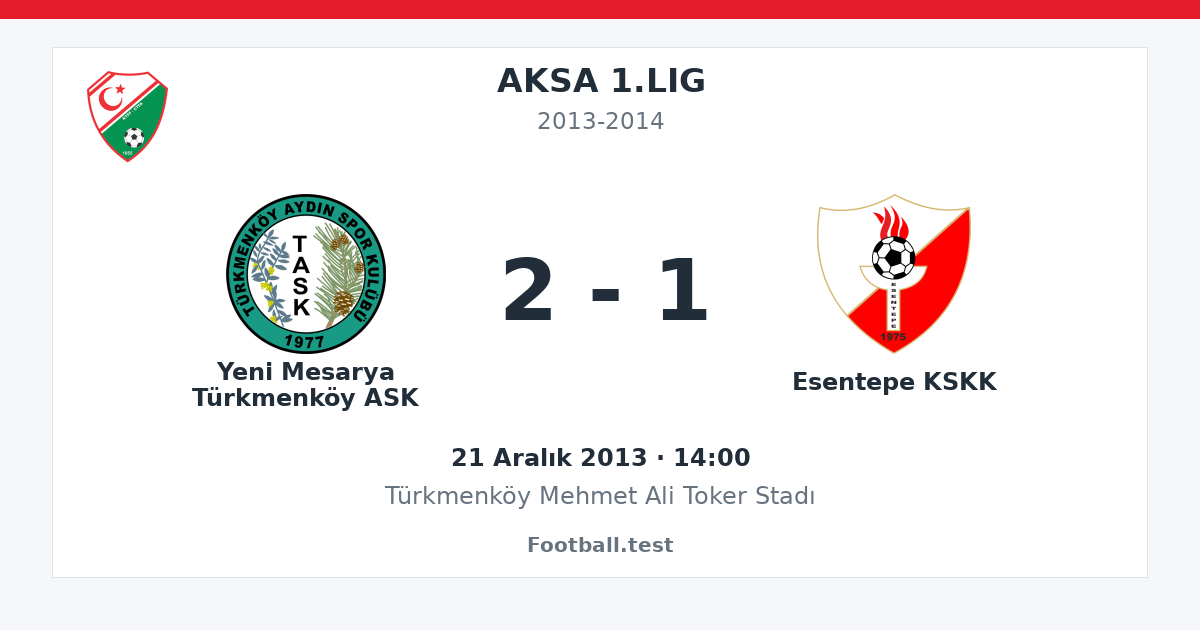 Yeni Mesarya Türkmenköy ASK - Esentepe KSKK 2 - 1 paylaşım kartı