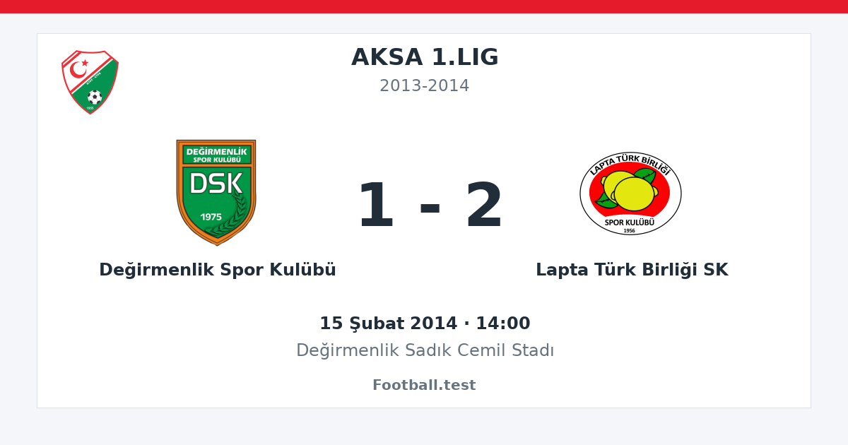 Değirmenlik Spor Kulübü - Lapta Türk Birliği SK 1 - 2 paylaşım kartı