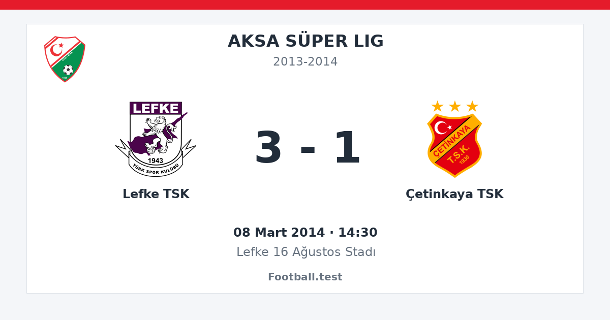 Lefke TSK - Çetinkaya TSK 3 - 1 paylaşım kartı