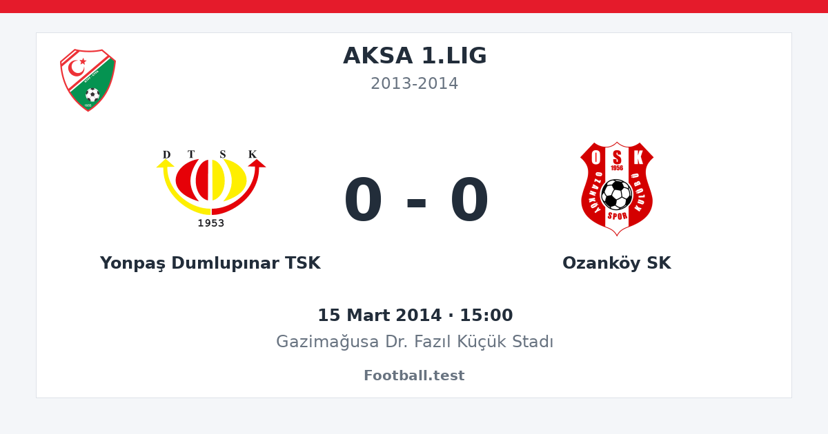 Yonpaş Dumlupınar TSK - Ozanköy SK 0 - 0 paylaşım kartı