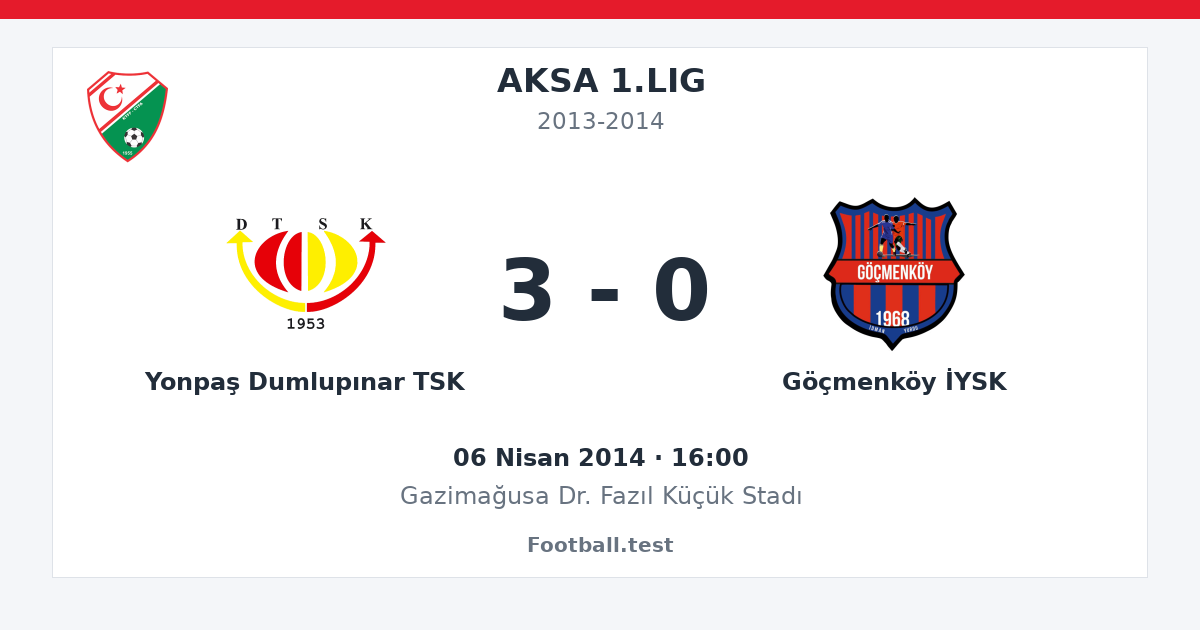 Yonpaş Dumlupınar TSK - Göçmenköy İYSK 3 - 0 paylaşım kartı