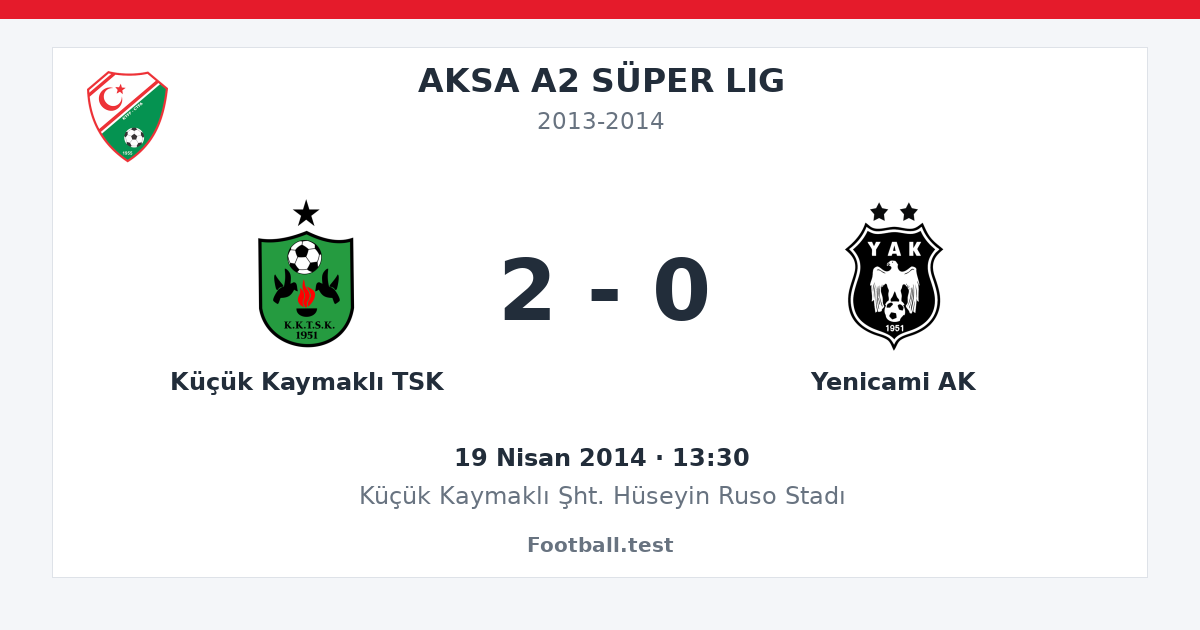 Küçük Kaymaklı TSK - Yenicami AK 2 - 0 paylaşım kartı