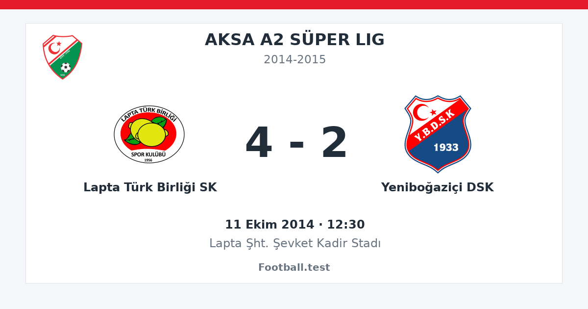 Lapta Türk Birliği SK - Yeniboğaziçi DSK 4 - 2 paylaşım kartı