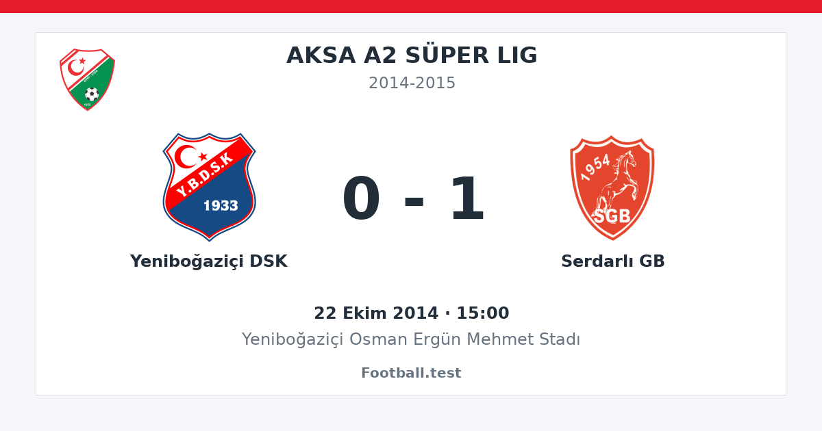 Yeniboğaziçi DSK - Serdarlı GB 0 - 1 paylaşım kartı