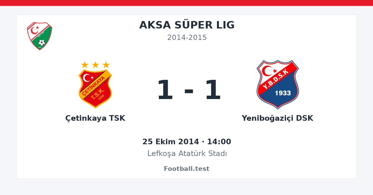 Çetinkaya TSK - Yeniboğaziçi DSK 1 - 1 paylaşım kartı