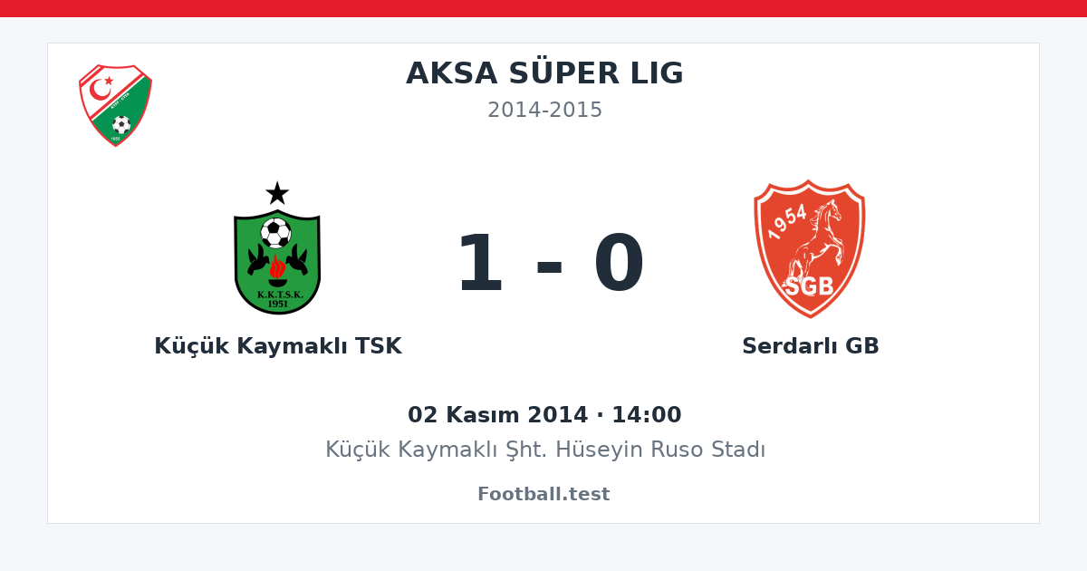 Küçük Kaymaklı TSK - Serdarlı GB 1 - 0 paylaşım kartı