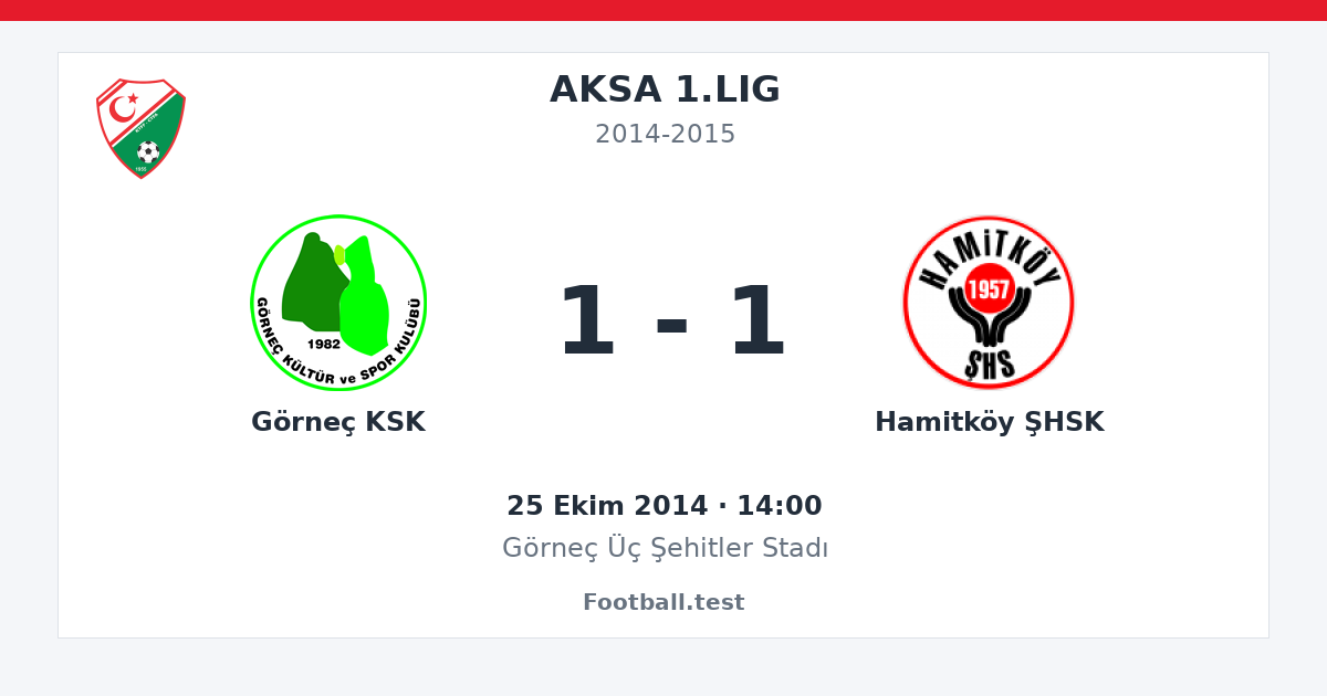 Görneç KSK - Hamitköy ŞHSK 1 - 1 paylaşım kartı