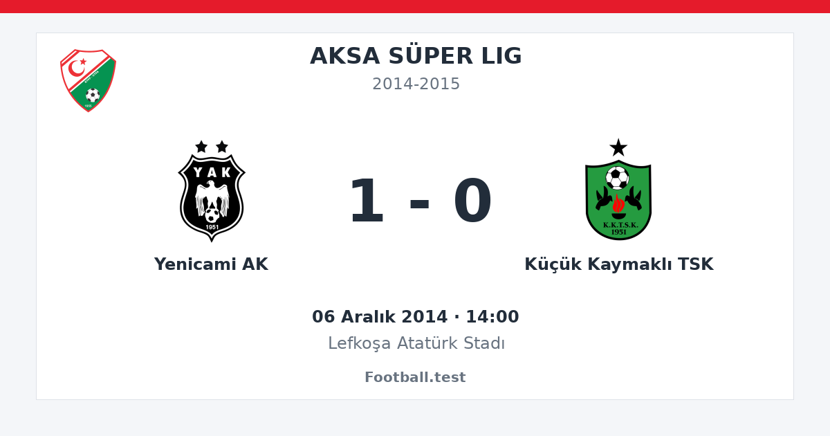 Yenicami AK - Küçük Kaymaklı TSK 1 - 0 paylaşım kartı