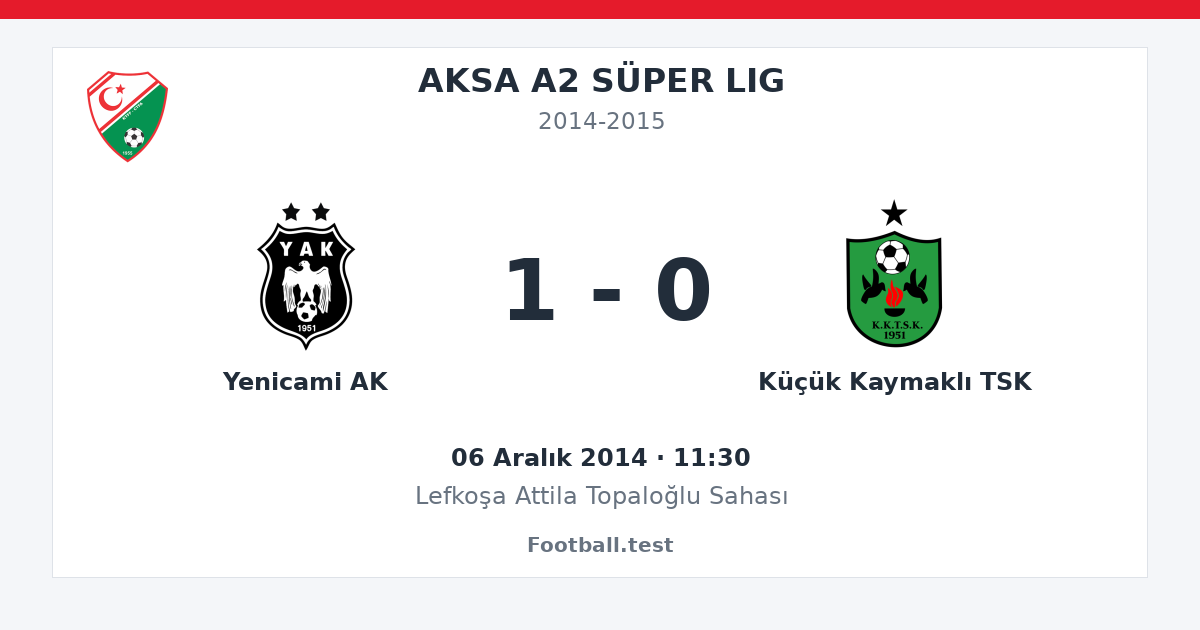 Yenicami AK - Küçük Kaymaklı TSK 1 - 0 paylaşım kartı