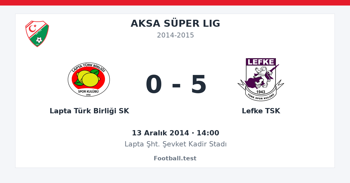 Lapta Türk Birliği SK - Lefke TSK 0 - 5 paylaşım kartı