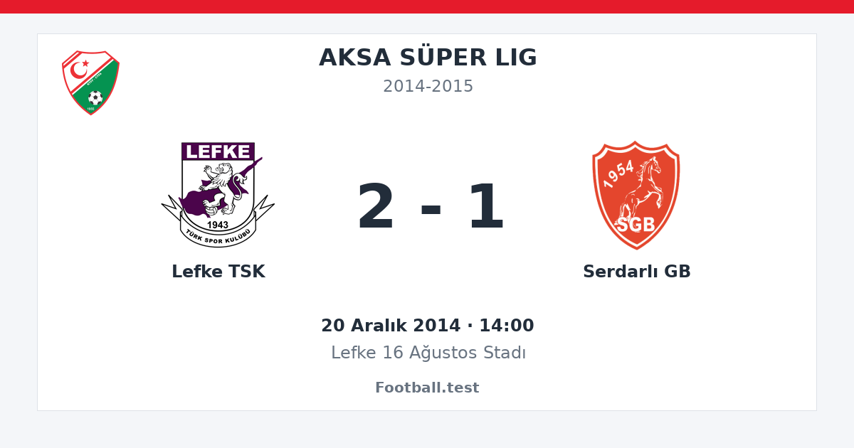 Lefke TSK - Serdarlı GB 2 - 1 paylaşım kartı