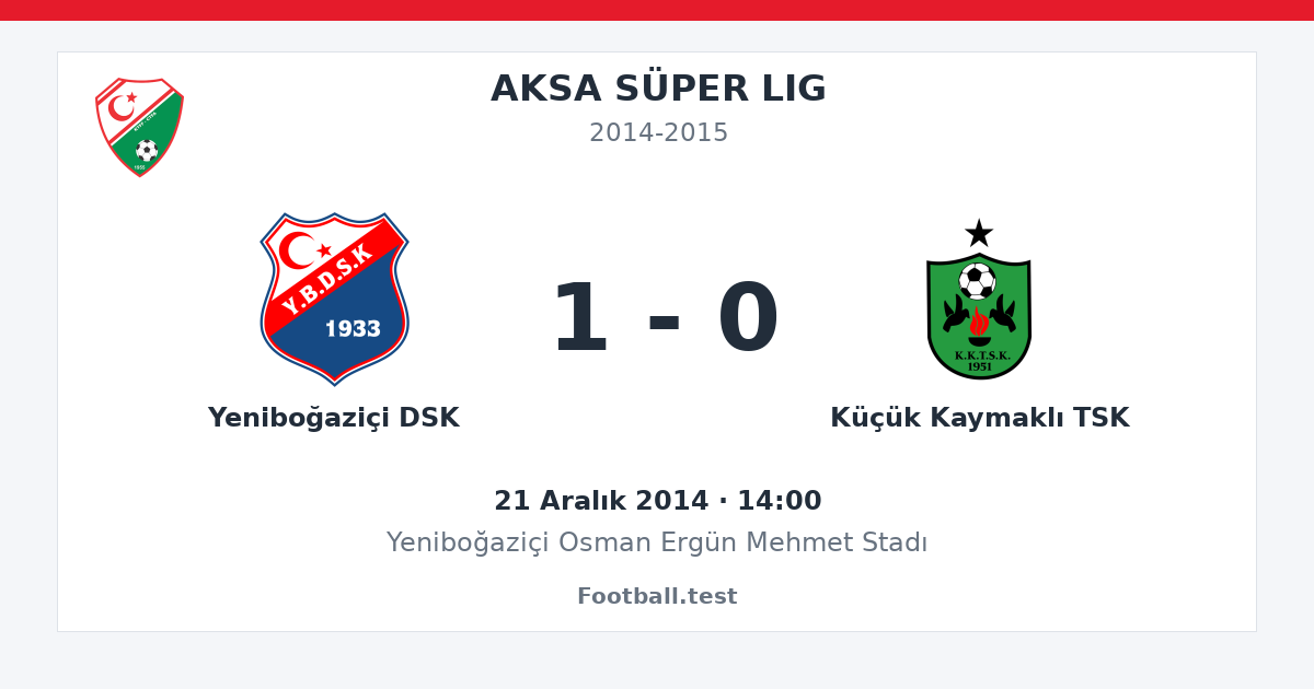 Yeniboğaziçi DSK - Küçük Kaymaklı TSK 1 - 0 paylaşım kartı