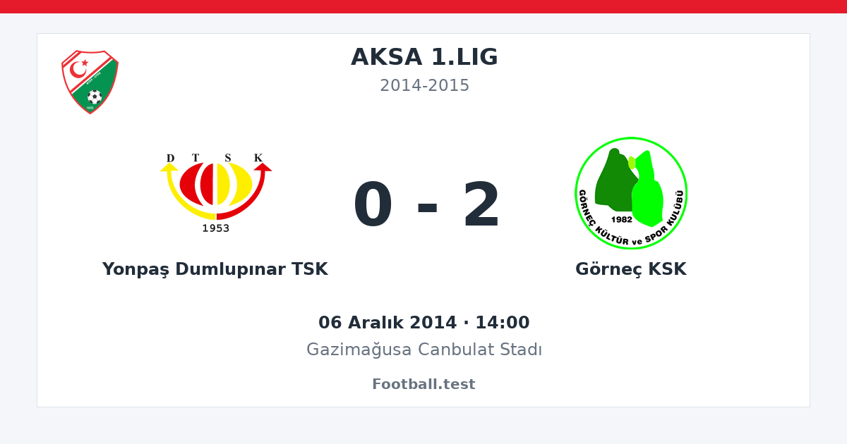 Yonpaş Dumlupınar TSK - Görneç KSK 0 - 2 paylaşım kartı