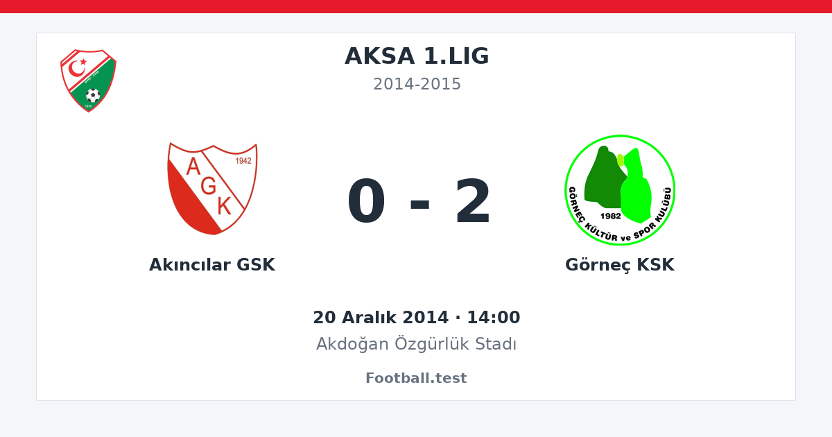 Akıncılar GSK - Görneç KSK 0 - 2 paylaşım kartı