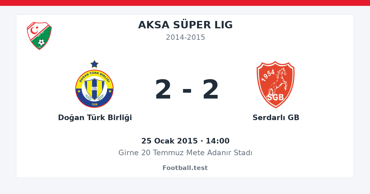 Doğan Türk Birliği - Serdarlı GB 2 - 2 paylaşım kartı