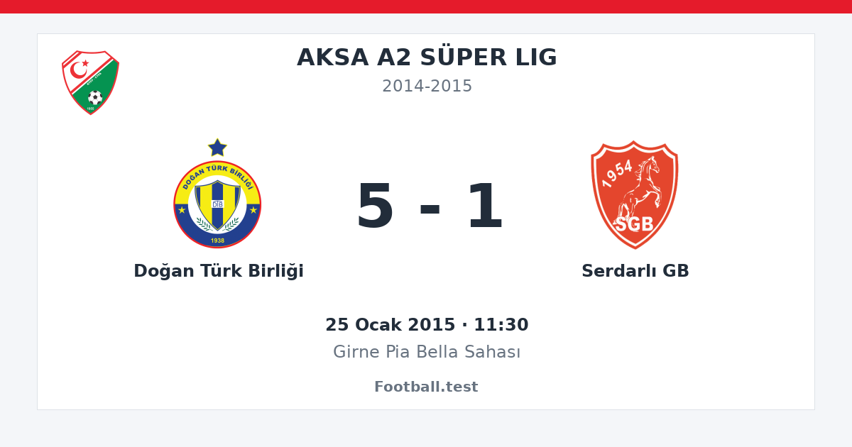 Doğan Türk Birliği - Serdarlı GB 5 - 1 paylaşım kartı