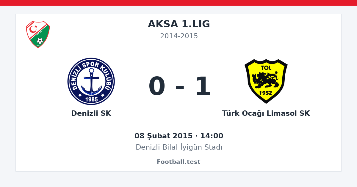 Denizli SK - Türk Ocağı Limasol SK 0 - 1 paylaşım kartı